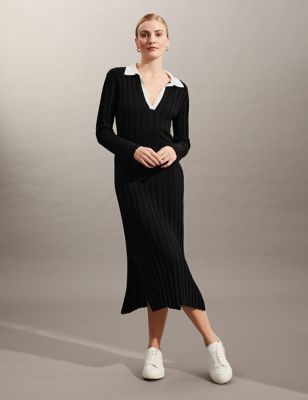 Ribbed Midi Dress with Wool