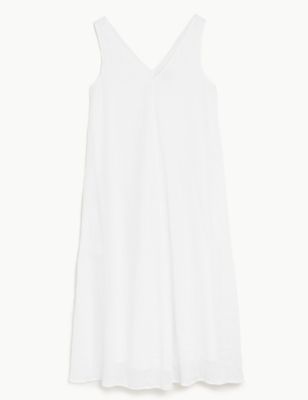 Pure Linen V-Neck Maxi Relaxed Dress
