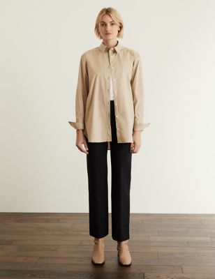 Cotton Rich Collared Relaxed Shirt
