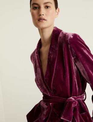 Velvet Belted Blazer with Silk
