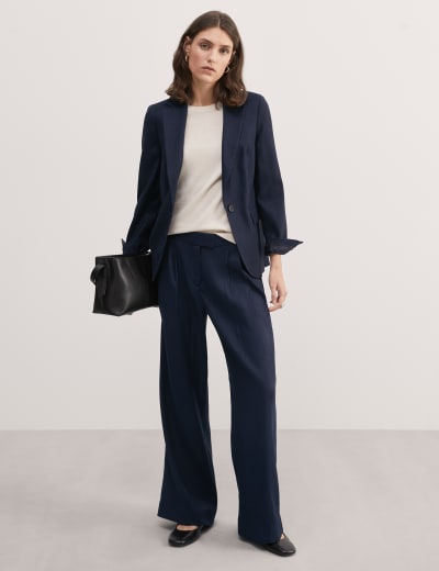 Stretch crepe semi-straight-leg pant, Contemporaine