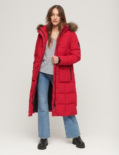 Red Longline Padded Coat – AX Paris