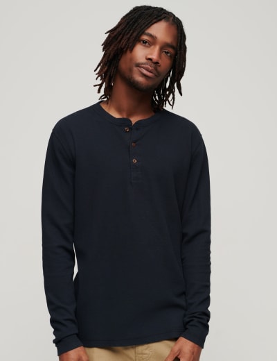 Brushed Cotton Crew Neck Henley T Shirt M S Collection M S