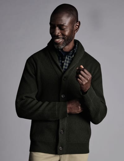 Mens black shawl collar shop cardigan