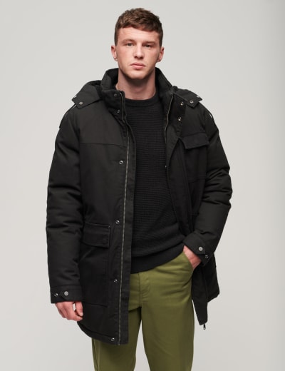 Mens hooded peacoat discount