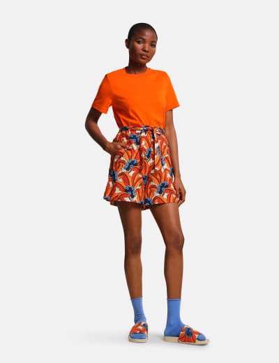 Orla Kiely Cotton Rich Floral Paperbag Shorts Regatta M S