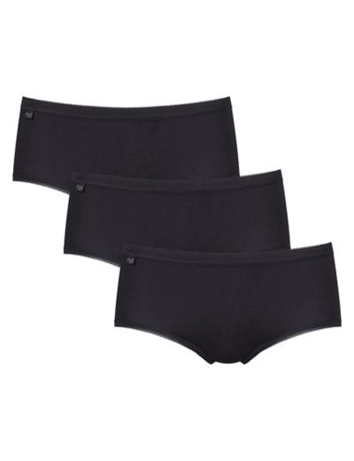 Pack of 2 pairs of Pur Coton midi knickers in black