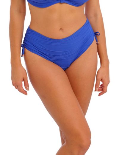 Banded High Waisted Swim Bottom in Electric Blue and Spring Green