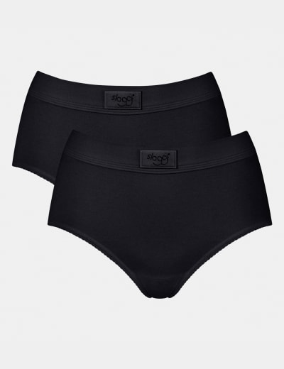 Sloggi Tai Briefs Knickers 247 Cotton Mid Rise Stretch 96% Cotton Brief  Black