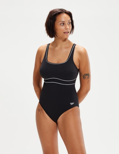 M&S Womens Tummy Control Printed Square Neck Swimsuit - 10LNG