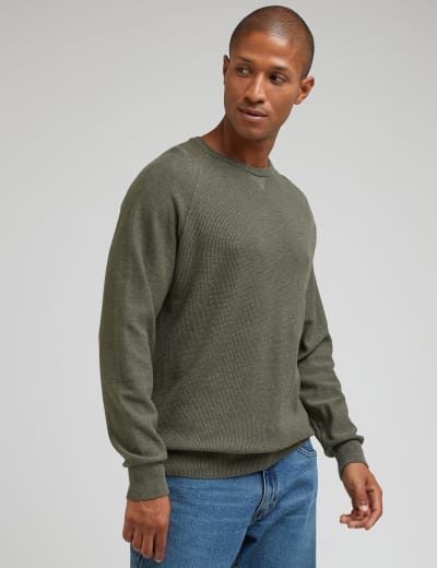 Olive green crew neck sweatshirt top