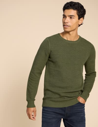 Organic Cotton Textured Crew Neck Jumper White Stuff M S