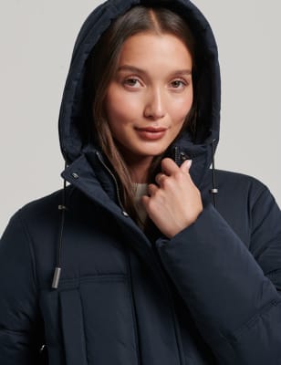 womens navy hooded coat