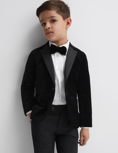 Kids black velvet blazer outlet