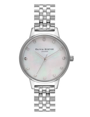 Olivia Burton Mother Of Pearl Silver Quartz Watch