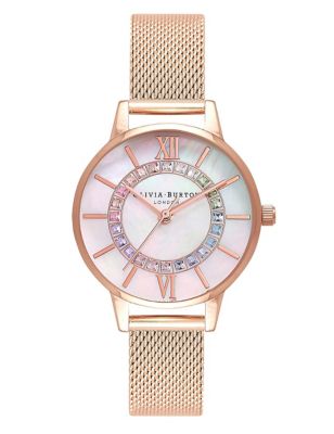 Olivia Burton Rainbow Sparkle Rose Gold Quartz Watch
