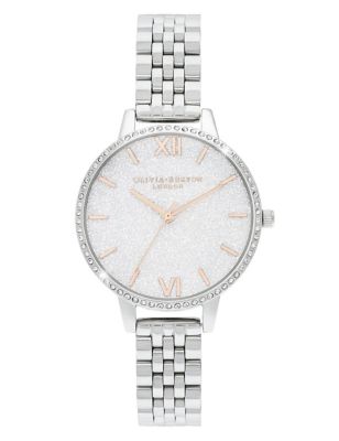 Olivia Burton Abstract Florals Silver Quartz Watch