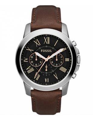 Fossil Grant Brown Leather Chronograph Watch