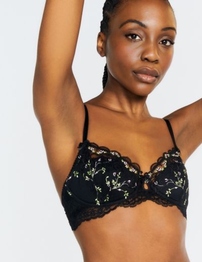 M&S Collection Lace Bra Cotton Rich Underwired Non-Padded Floral