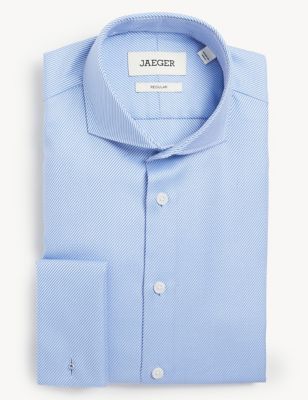 Regular Fit Pure Cotton Twill Shirt With Double Cuff