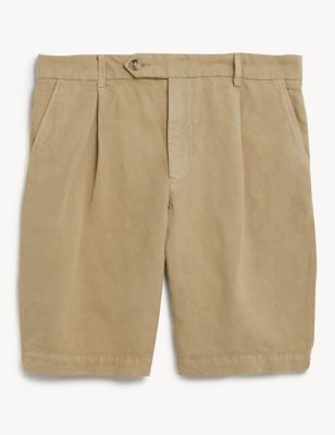 Linen And Cotton Single Pleat Shorts