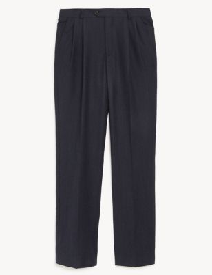 Tailored Fit Wool Flannel Pinstripe Trousers