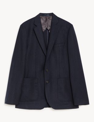 Tailored Fit Wool Flannel Pinstripe Jacket