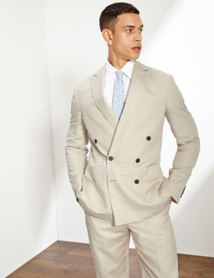 Tailored Fit Silk And Linen Double Breasted Jacket