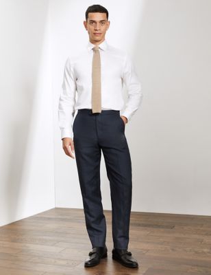 Slim Fit Silk And Linen Trousers