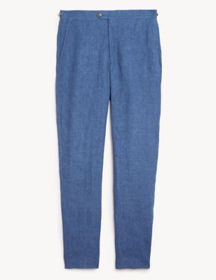 Tailored Fit Pure Linen Flat Front Trousers