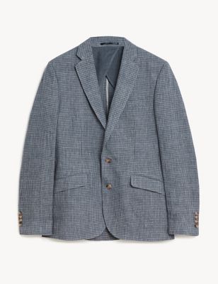 Slim Fit Pure Linen Gingham Check Jacket