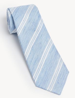 Italian Striped Linen And Silk Tie