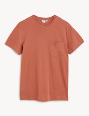 Cotton and Linen Crew Neck T-Shirt