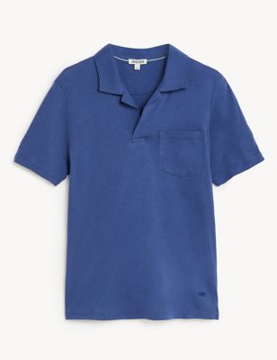 Cotton And Linen Open Collar Polo Shirt