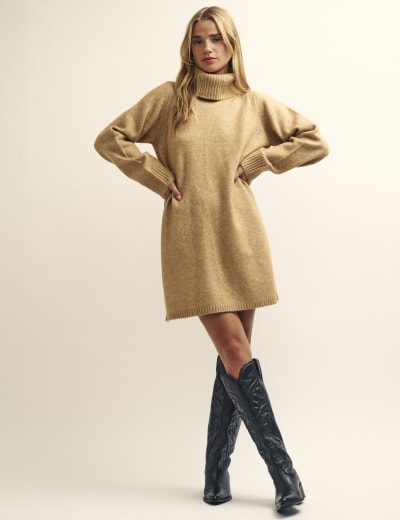 Knitted Roll Neck Mini Jumper Dress Nobody s Child M S