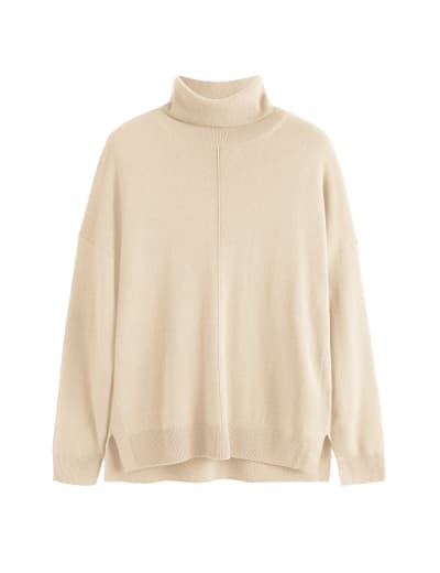 Pure Cashmere Colour Block Roll Neck Jumper White Stuff M S