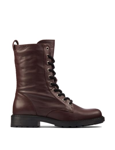 Leather Lace Up Block Heel Boots CLARKS M S