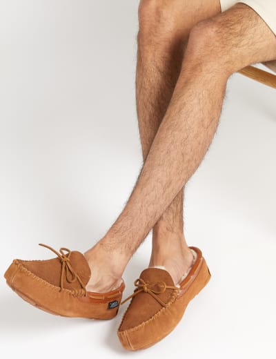 Mens moccasin best sale slippers m&s