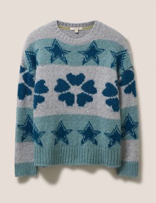 Star & Floral Crew Neck Jumper with Mohair