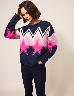 Star Crew Neck Jumper with Mohair & Wool