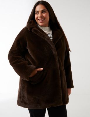 Tops for Women UK Size Autumn Winter Blouse Moent Sales Plus Women Plus Size Short Faux Coat Warm Furry Jacket Long Sleeve Outerwear 