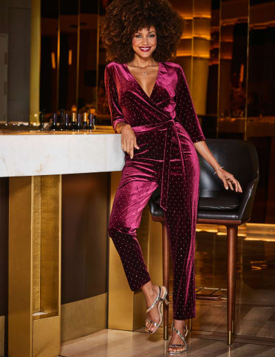 Donna mizani austen velvet wrap gown discount