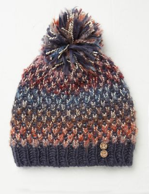 Barts Barts Beanie Headpiece Knitted Cap Blau Animal Warming Modern 