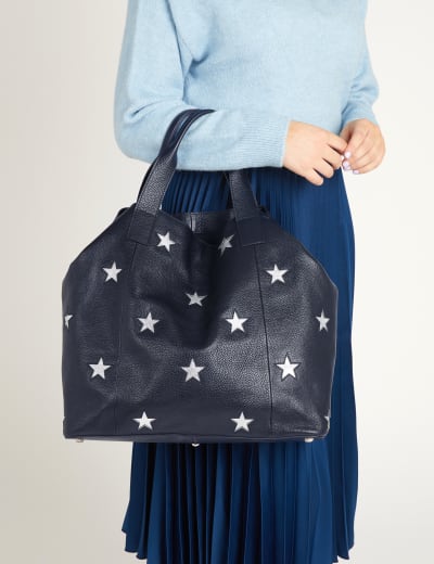 Leather Metallic Tote Bag White Stuff M S