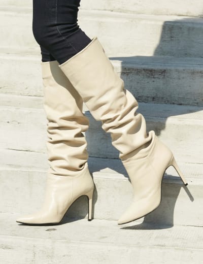 Leather Stiletto Heel Knee High Boots SOSANDAR M S