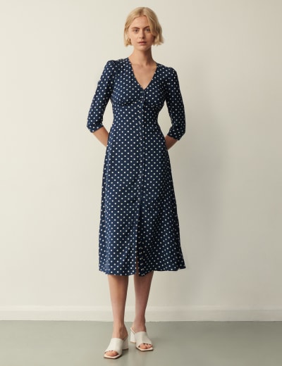 Polka dot wrap tea dress top