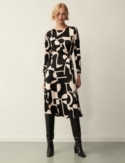 Jersey Zebra Print Midi Relaxed Wrap Dress Live Unlimited London