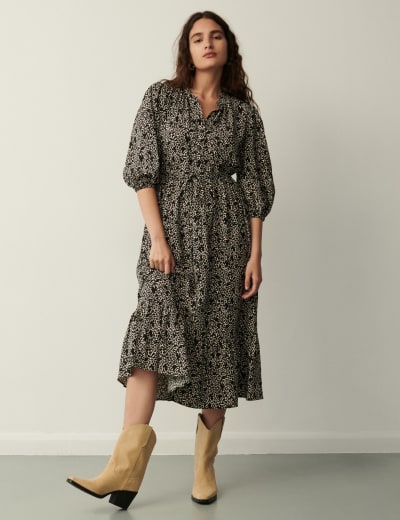 Pure Cotton Midi Tiered Shirt Dress, M&S Collection