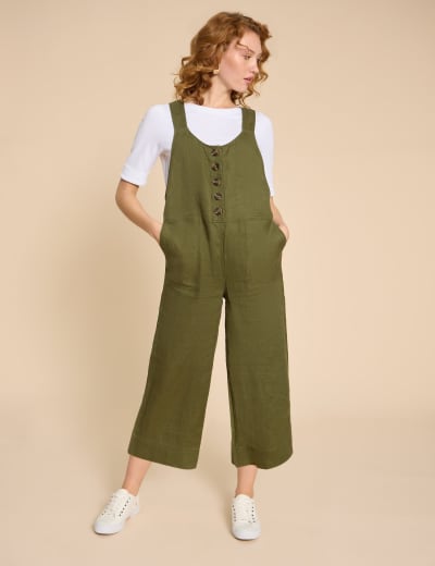 Lover's Meet Wide Leg Dungarees - Cotton and Linen Blend - Seasalt Cornwall