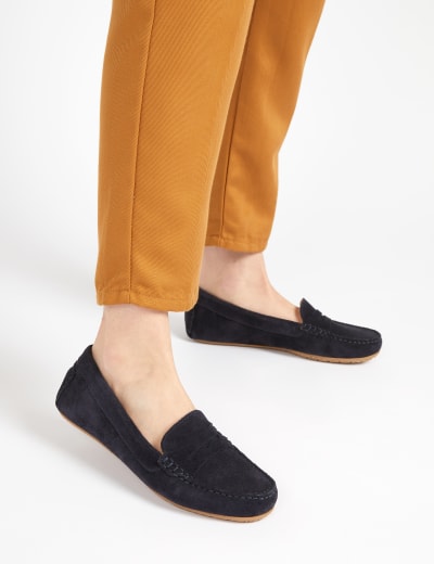 Suede slip on 2025 loafers womens